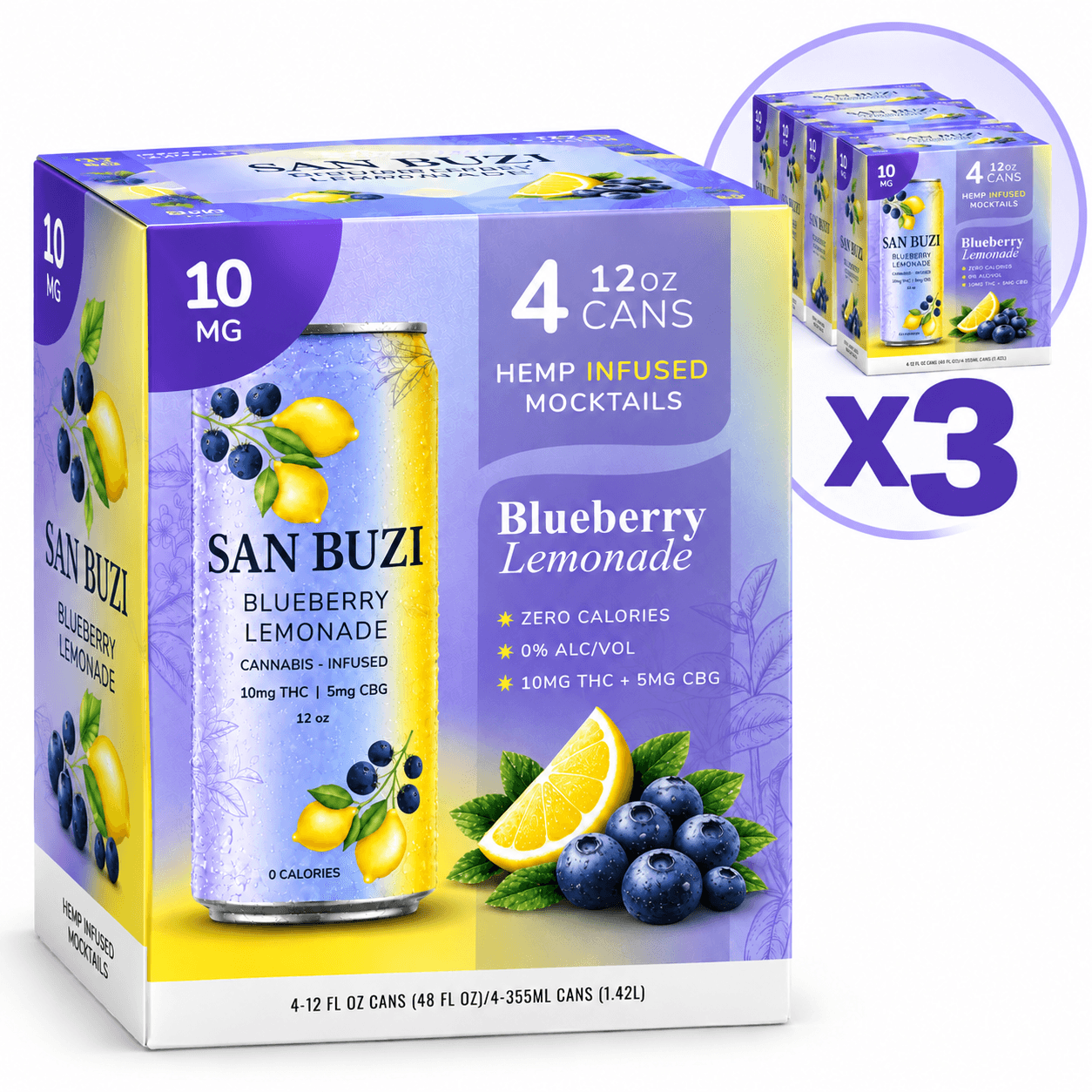 San Buzi Blueberry Lemonade - 12 Pack