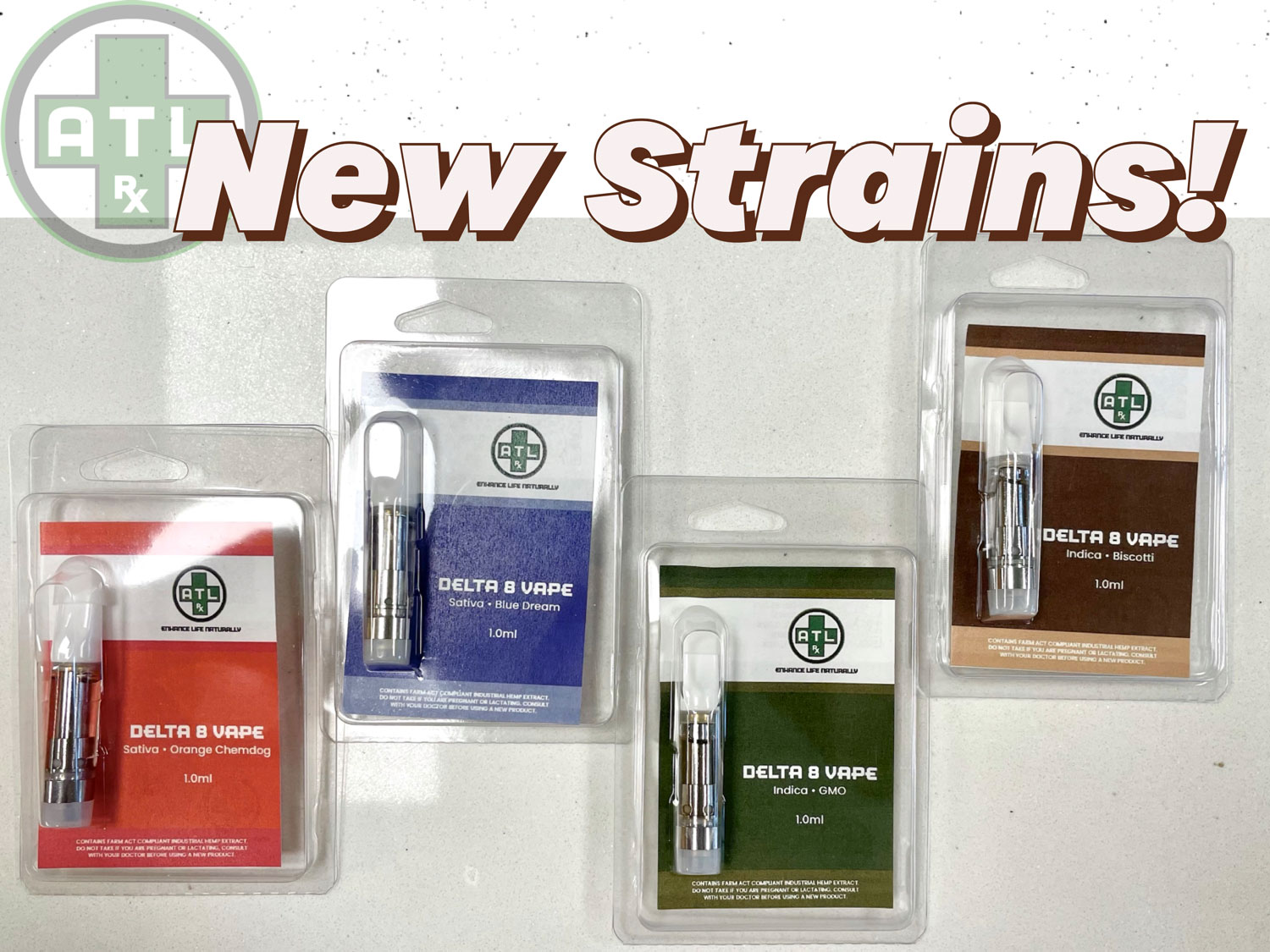 ATLRx Introduces 4 NEW Delta 8 Vape Strains!