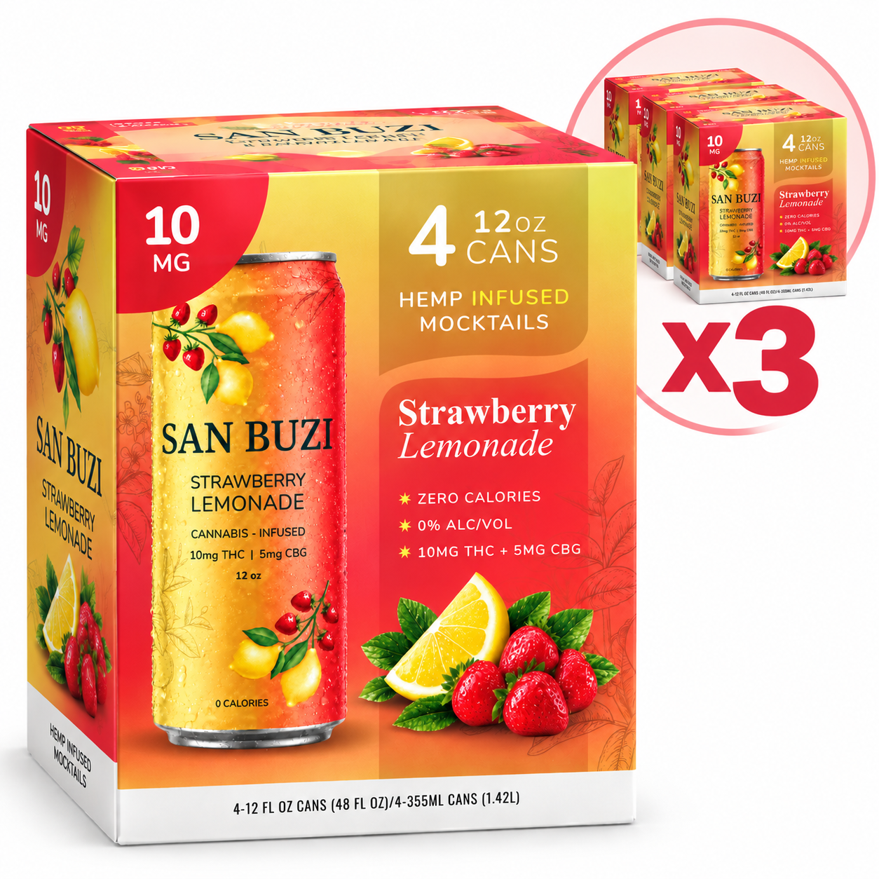 San Buzi Strawberry Lemonade - 12 Pack